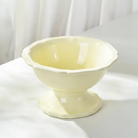 Ceramic Elevated Cat Bowl Anti-Vomit Pet Feeding Raised Food Water Dish For Cats Kittens Small Dogs Neck Protection Wave Design