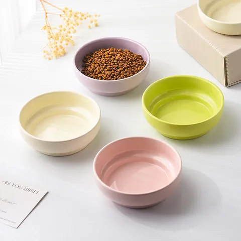 Ceramic Elevated Pet Bowl With Stand Neck Protection Gourd Shaped Cat Dog Food Water Dish Non Slip Anti Topple Feeding Bowl