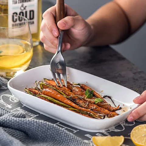 Nordic Style Reinforced Porcelain Rectangular Baking Dish Modern White Ceramic Serving Plate For Oven Microwave Dishwasher Safe Lead Free Kitchen Dinnerware