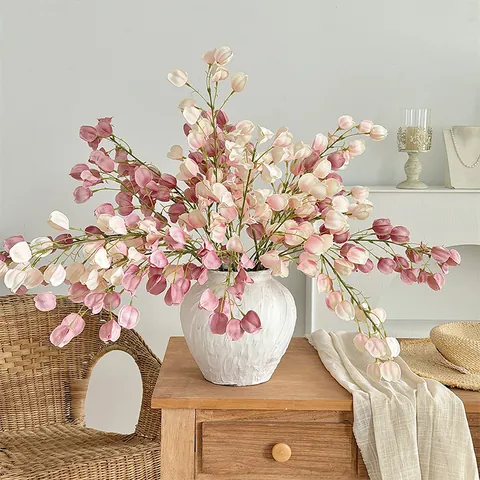 Artificial Balloon Berry Satin Flowers Long Stem Faux Floral Spray For Home Living Room Decor Wedding Photography Props