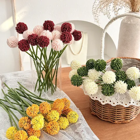 Künstliche Trommelstock Blumen Löwenzahn Simulation Beflockte Puffball Zweig Für Haus Hochzeit Party Vase Tisch Deko