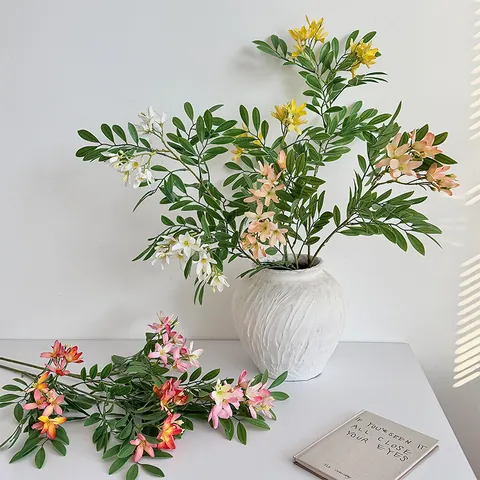 Artificial Michelia Pagoda Tree Flower Silk Cloth Simulation Plant Branch 97cm For Home Wedding Hotel Table Decor