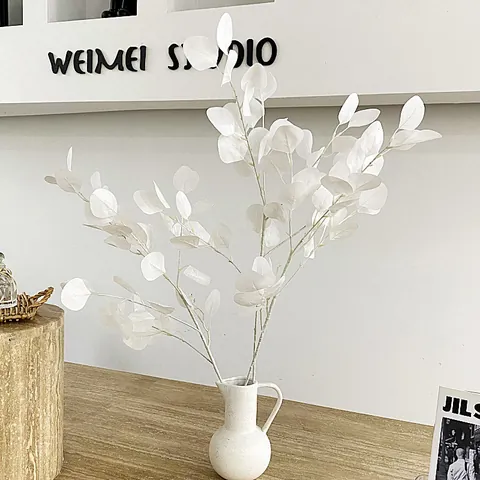 Artificial Apple Leaves Eucalyptus Stem Silk Fabric Plastic Faux Greenery Branch For Home Wedding Party Decor