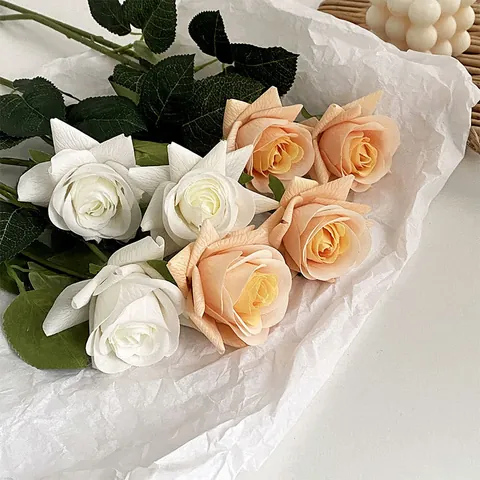 Artificial Moisturizing Rose Single Stem Real Touch Flower For Home Wedding Party Valentine Day Decoration Gift