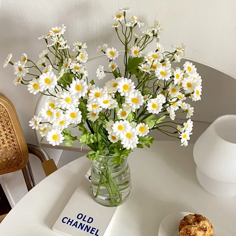 Künstlicher Kamille Gänseblümchen Blumenstrauß Seidenstoff Langer Stiel Falsche Chrysantheme Für Haus Hochzeit Party Deko