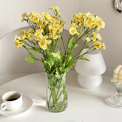 Künstlicher Kamille Gänseblümchen Blumenstrauß Seidenstoff Langer Stiel Falsche Chrysantheme Für Haus Hochzeit Party Deko