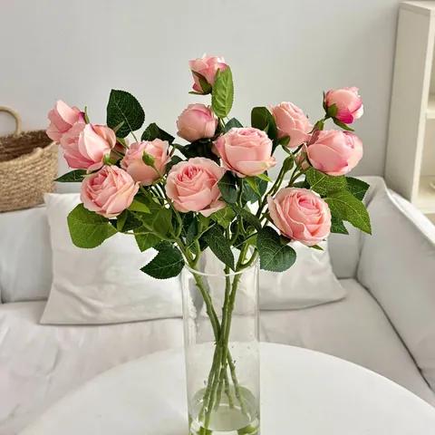 Europäischer Vintage Künstliche Rosenstrauß Mehrköpfig Gebrannte Kante Satin Blumen Für Zuhause Hochzeit Tischdeko Fotografie Requisiten