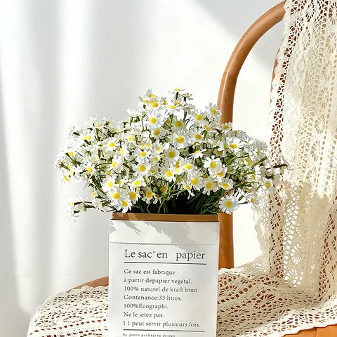 Artificial Chamomile Daisy Silk Flower Bouquet For Home Living Room Table Decoration Photography Props Faux Floral