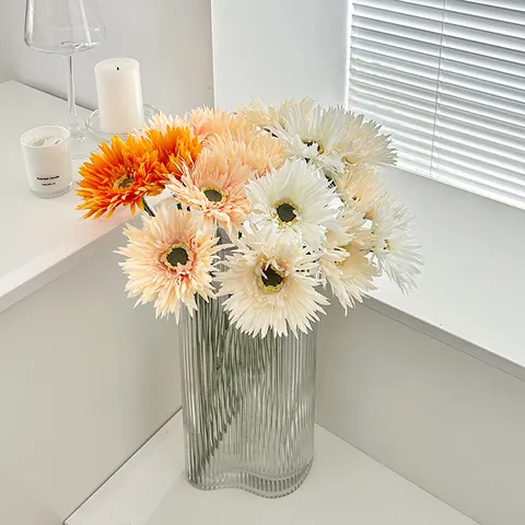 Artificial Gerbera Daisy Silk Flower Faux Floral Stem For Home Decoration Wedding Party Photography Props Ins Style