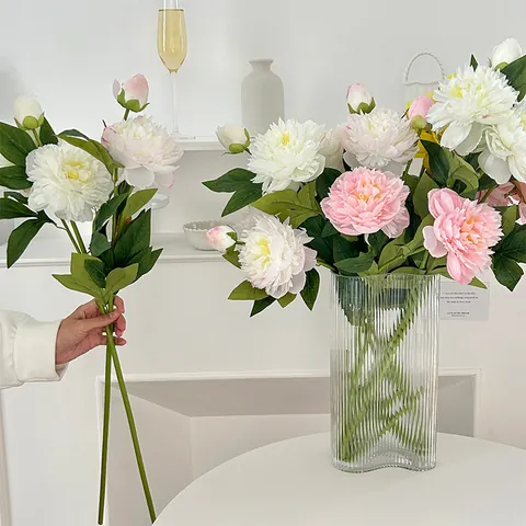 Künstliche Pfingstrose Blume Seidenähnlicher Satin Mehrköpfig Zweig Für Hochzeit Party Heim Büro Fotografie Dekor Künstliche Pfingstrose Dekoration