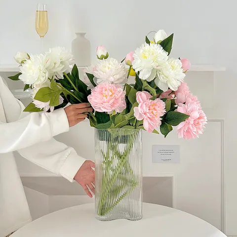 Künstliche Pfingstrose Blume Seidenähnlicher Satin Mehrköpfig Zweig Für Hochzeit Party Heim Büro Fotografie Dekor Künstliche Pfingstrose Dekoration