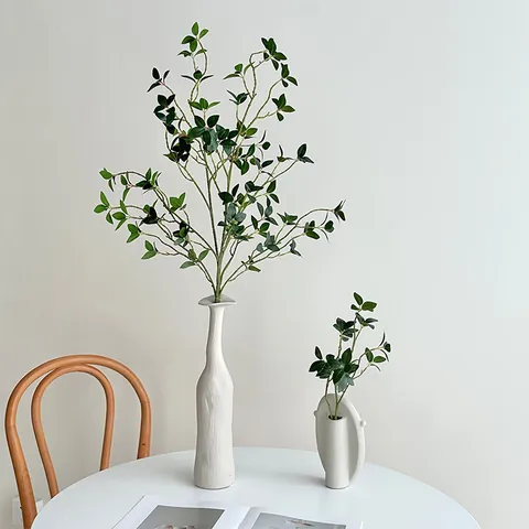 Artificial Green Plant Ficus Leaves Milan Leaves Branches For Home Living Room Decor Photography Props Nordic Style Plastic Greenery