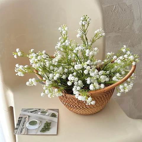5 Forks Soft PVC Gypsophila Artificial Flowers For Home Decor Wedding Bridal Bouquet Photography Props Baby's Breath Fake Flowers