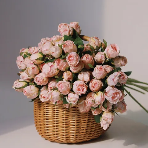Vintage 7-Kopf Gebrannte Kante Künstliche Rose Simulation Seidenblumenstrauß Für Haus Hochzeit Tischdeko Blumenschmuck