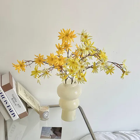 Nordisch Modern Minimalistisch Künstliche Satin Gänseblümchen Blumenstiele Künstliche Wildblumen Für Wohnzimmer Tischdeko Fotorequisiten