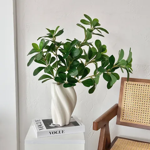 Artificial Green Plant Polyscias Guilfoylei Branch Soft PVC Fake Greenery For Home Wedding Office Decor Photography Props