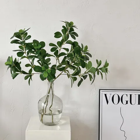 Artificial Green Plant Polyscias Guilfoylei Branch Soft PVC Fake Greenery For Home Wedding Office Decor Photography Props