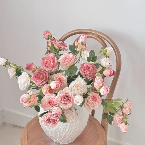 Retro Gebrande Rand Zijden Rozenboeket Vintage Olieverfstijl Kunstbloem Voor Huisdecoratie Bruiloft Fotografie Rekwisiet Veelkleurig