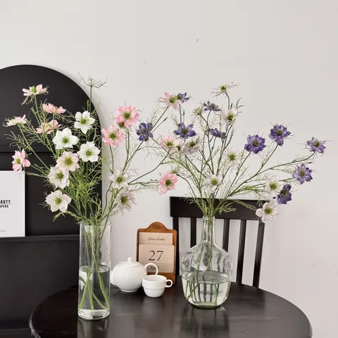Künstliche Jungfer im Grünen Seidenblume Zweig Langer Stiel Vielköpfig Für Home Dekor Hochzeit Party Fotografie Requisiten