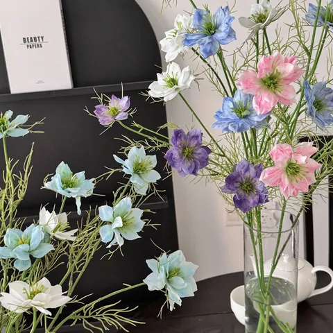 Künstliche Jungfer im Grünen Seidenblume Zweig Langer Stiel Vielköpfig Für Home Dekor Hochzeit Party Fotografie Requisiten