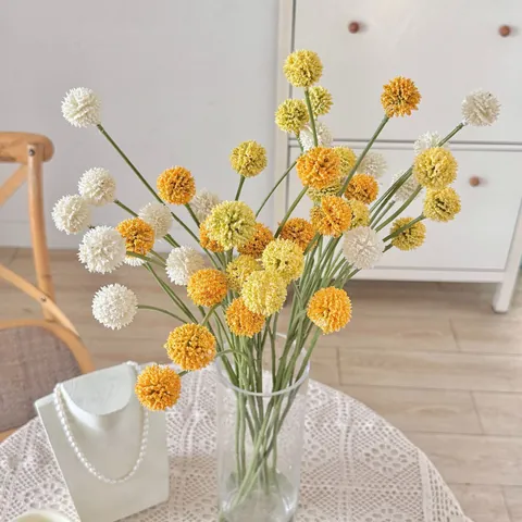 Noorse Stijl Kunstmatige Billy Balls Craspedia Bloem Tak Voor Huis Bruiloft Decor Plastic Paardenbloem Boeket Fotografie Props