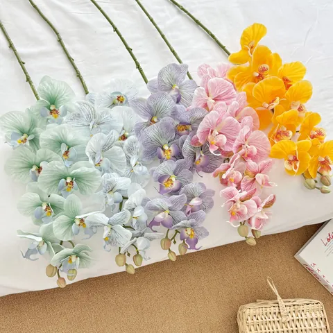 High Fidelity Phalaenopsis Artificial Orchid Branch Silk Flower For Home Bedroom Decor Minimalist Floral Arrangement