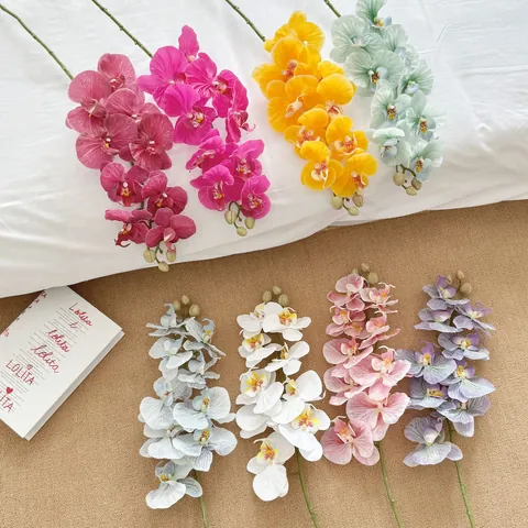 High Fidelity Phalaenopsis Artificial Orchid Branch Silk Flower For Home Bedroom Decor Minimalist Floral Arrangement