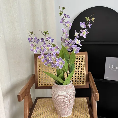 Flores de Jazmín Artificiales de Tallo Largo Realistas Pétalos Sintéticos de Seda Decoración Floral para Sala de Estar Boda Hogar