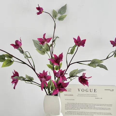 3D-Druck Kunstseide Clematis Künstliche Blumen Langer Stiel Kunstblumen Für Haus Hochzeit Dekoration Fotografie Requisiten Blumendekor