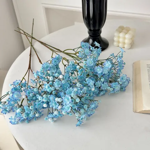 Flores Artificiales de Gipsofila Margarita Seda Plástico Tallo Largo Ramificado Para Decoración Hogar Boda Fiesta