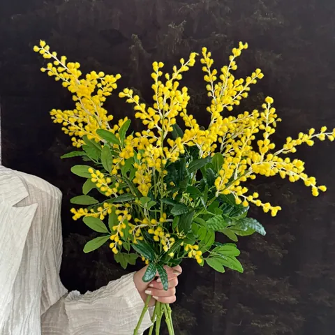 Künstliche Mimose Akazie Seidenstoff Blumen Gelb Falsche Mimosen Bündel Langstielig Für Haus Hochzeit Büro Party Dekor