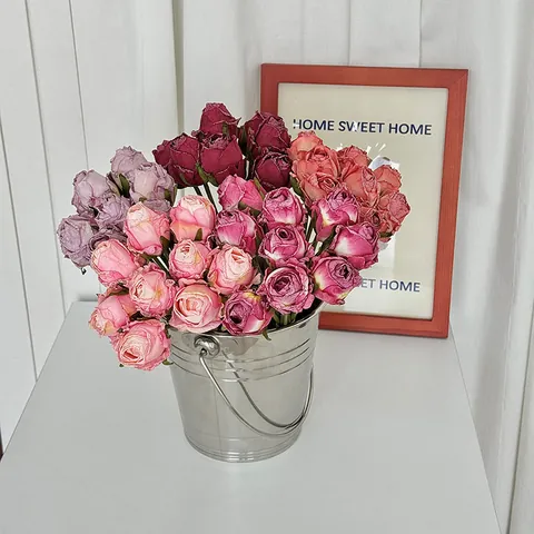 Vintage Angola Rose Silk Artificial Flowers Burnt Edge French Retro Bouquet For Home Wedding Table Party Photography Floral