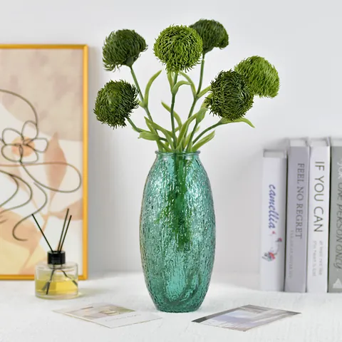 Planta Simulada de Clavel Verde Artificial Estilo Bosque Flor de Pompón para Decoración Hogar Oficina Boda Fiesta Atrezo de Fotografía
