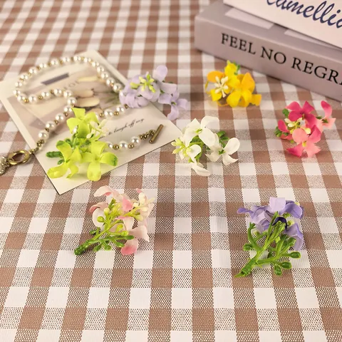 Têtes de Fleurs de Lilas Artificielles Faites Main DIY en Tissu de Soie pour Accessoires Cheveux Mariage Boîte Cadeau