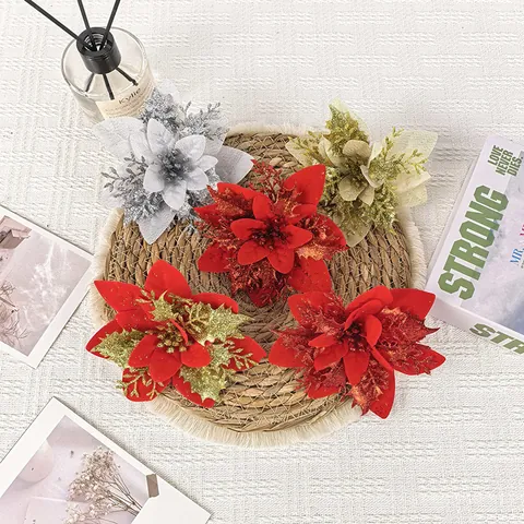 Glitzer Künstliche Weihnachtssterne Blumen Für Weihnachtsbaum Kranz Dekoration Hochzeit Party Zuhause Festlicher Schmuck