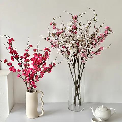 Künstlicher Pflaumenblütenzweig Seidenblume Für Wohndekoration Chinesischer Stil Simulation Pfirsichblüte Für Wohnzimmer Hochzeit Party Fotorequisiten
