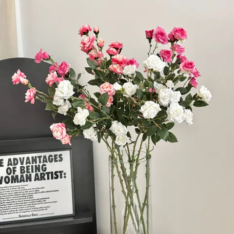 Kunstmatige Meerkops Bellenroos Boeket Synthetische Zijde Bloem Lange Steel Namaakroos Voor Huisdecoratie Bruiloft Feest Hotel Kantoor Fotografie Prop