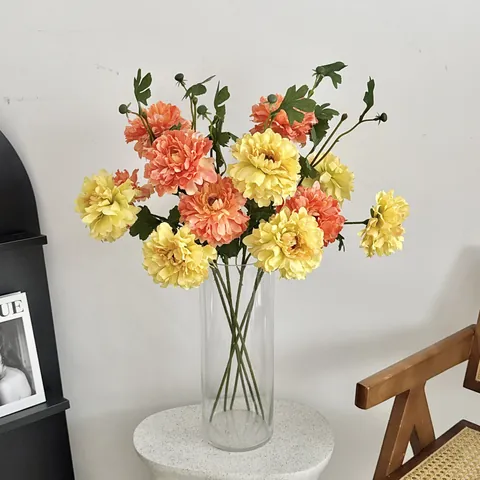 Artificial Peony Flowers Fake Silk Dahlia Flower Branches Faux Lotus Home Living Room Wedding Decor Photoshoot Props Luxury Floral Arrangement