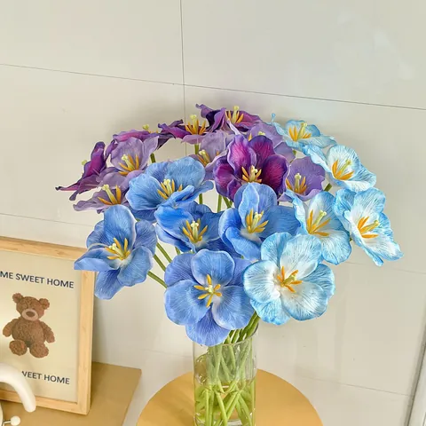 3D Printed Open Tulip Artificial Flower Satin Simulation Floral Decor For Living Room Bedroom Wedding Photography Props