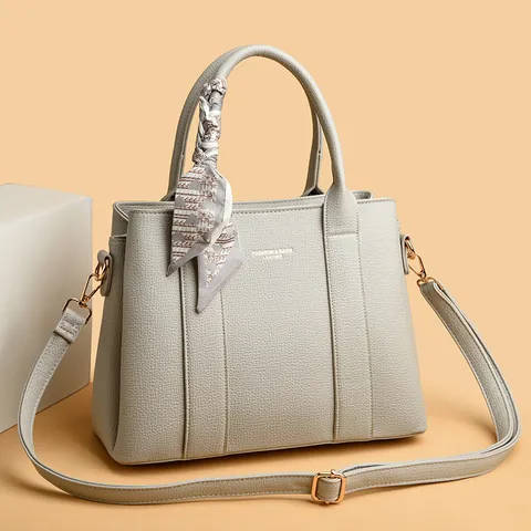 Elegante Borsa Tote Da Donna In Pelle Composita Martellata Con Sciarpa Di Satin Borsa A Mano Da Ufficio Grande Capacità Borsa A Tracolla