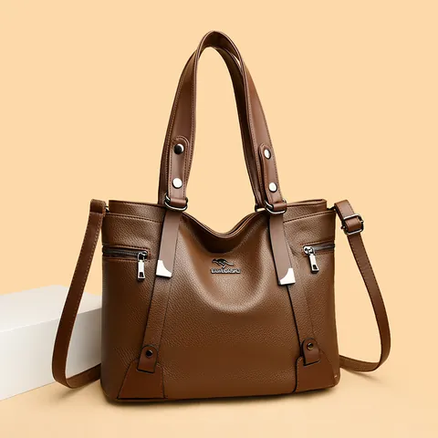 Damen Handtasche Mit Großer Kapazität Lychee-Muster Verbund-Rindsleder Tragetasche Elegante Umhängetasche Für Die Arbeit Damen Tasche