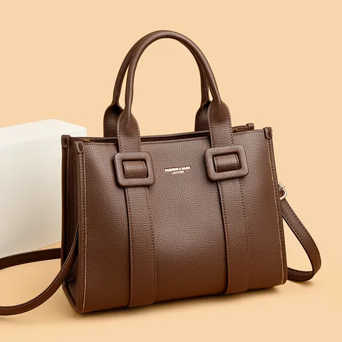 Damen Eleganter Pendler Handtasche Litschi Maserung Verbundrindsleder Tote Große Kapazität Büro Schulter Crossbody Tasche Gurt