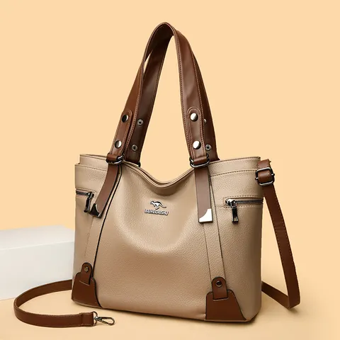 Damen Handtasche Mit Großer Kapazität Lychee-Muster Verbund-Rindsleder Tragetasche Elegante Umhängetasche Für Die Arbeit Damen Tasche