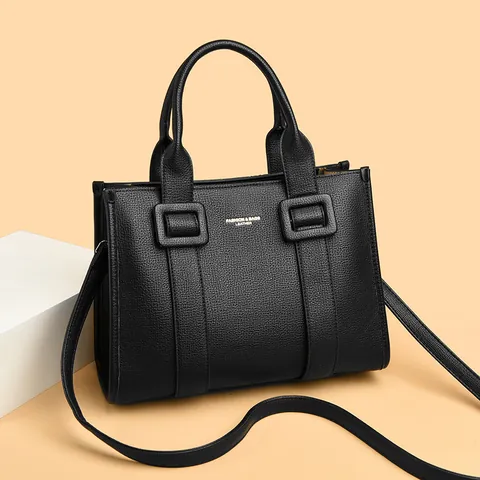 Damen Eleganter Pendler Handtasche Litschi Maserung Verbundrindsleder Tote Große Kapazität Büro Schulter Crossbody Tasche Gurt