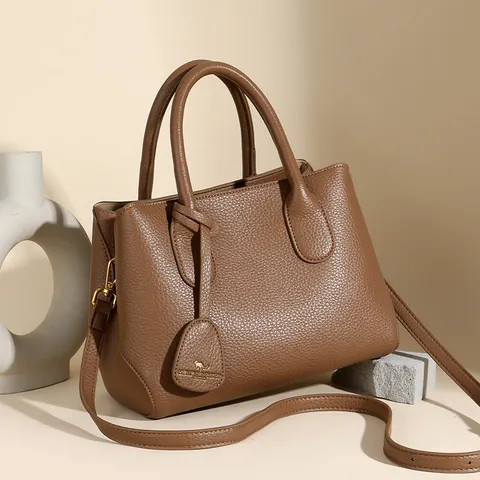 Genuine Pebble Leather Women Handbag With Kangaroo Charm Elegant Commute Shoulder Crossbody Bag High Quality Bovine Leather Tote Purse