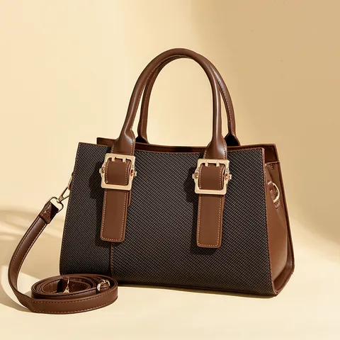 Elegant Women Genuine Leather Tree Pattern Handbag Vintage Commuting Shoulder Crossbody Bag Gold Lock Decoration