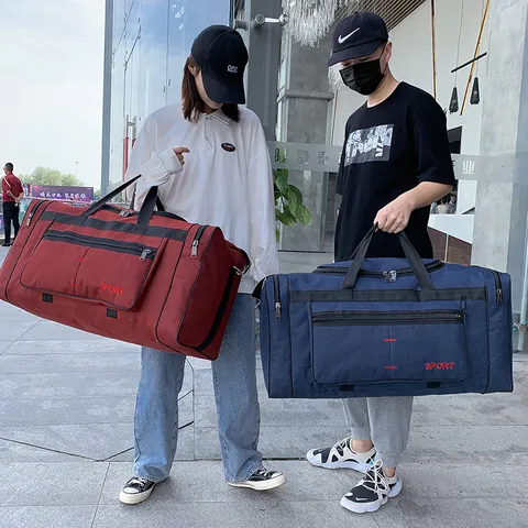 Sac de Voyage en Tissu Oxford Grande Capacité Pour Hommes Femmes Sport Fitness Gym Sac Imperméable Léger Bagage à Main Pour Weekend Avec Bandoulière
