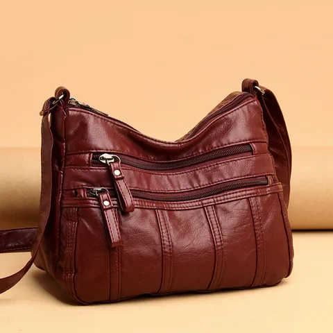 Donna Casual Morbido Pelle PU Borsa a Tracolla Vintage Tinta Unita Tasche Multiple Borsa a Spalla Grande Capacità