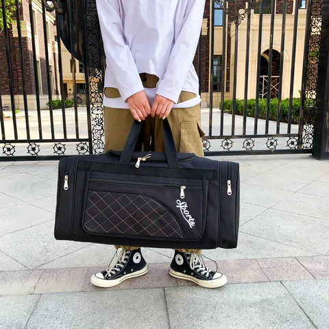 Bolsa de Viaje de Gran Capacidad de Tela Oxford Impermeable con Patrón de Rombos Bolsa de Deporte para Gimnasio Fitness al Aire Libre Viaje Unisex