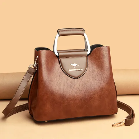 Damen Mode Rindsleder Messenger Handtasche Mit Metallgriff Elegante Henkeltasche Crossbody Umhängetasche Große Kapazität Satchel Für Damen